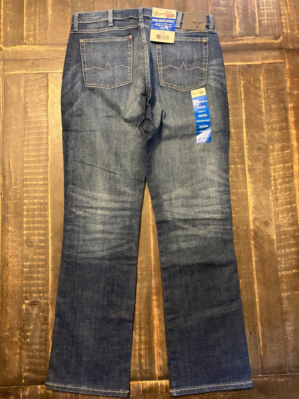 Wrangler 20X Men's Style 42 Vintage Boot Western Blue Jeans Low Waist Boot 34x34